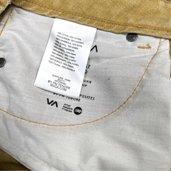 RVCA Low Rise Relaxed Jean Shorts Mustard Yellow - Picture 3 of 4